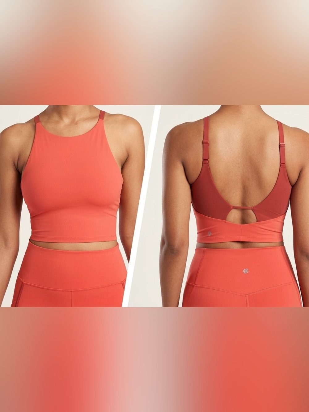 Athleta Intention Crop Bra Tank Red High Neck Built In Bra Size Small